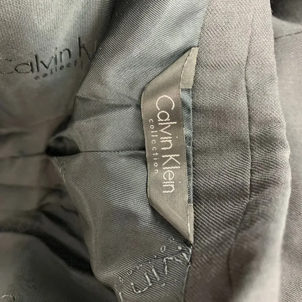 CALVIN KLEIN COLLECTION Size 38 Black Wool / Silk Peak Lapel Sport Coat
